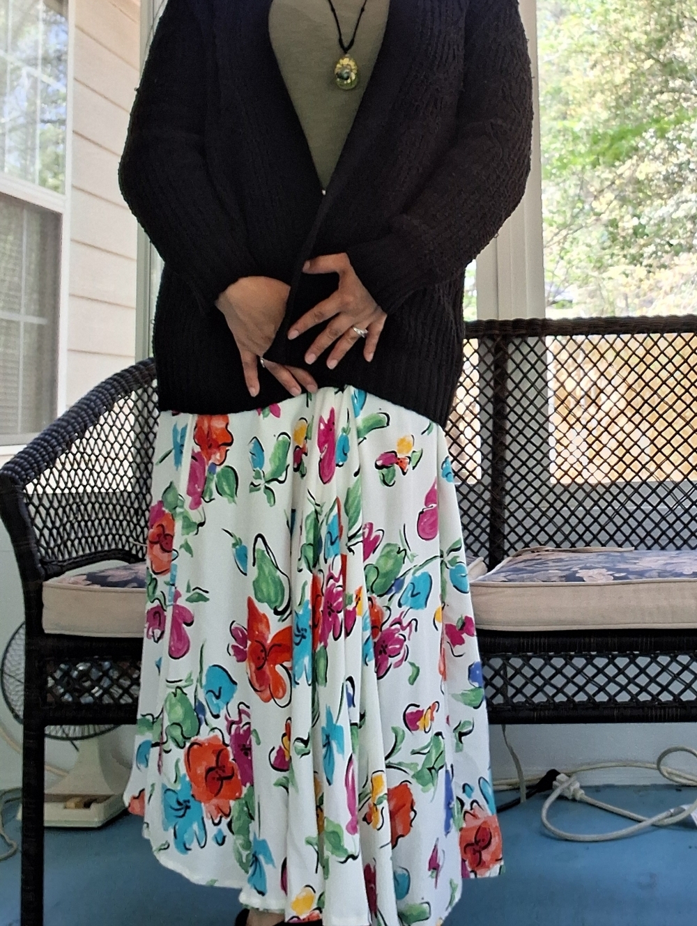 VTG Carole Little Multicolor Floral A-Line Skirt - Picture 5 of 6